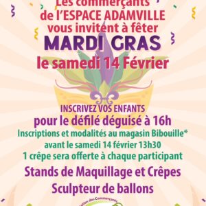 MARDI GRAS à l&rsquo;Espace Adamville